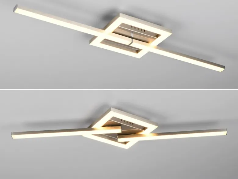 Flache LED Deckenleuchte VIALE Silber rechteckig groß, max. Breite 63cm