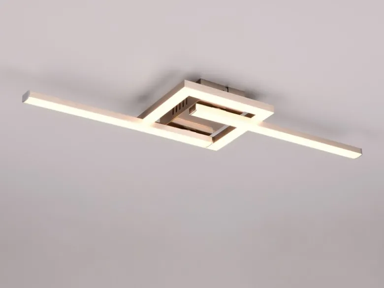 Flache LED Deckenleuchte VIALE Silber rechteckig groß, max. Breite 63cm