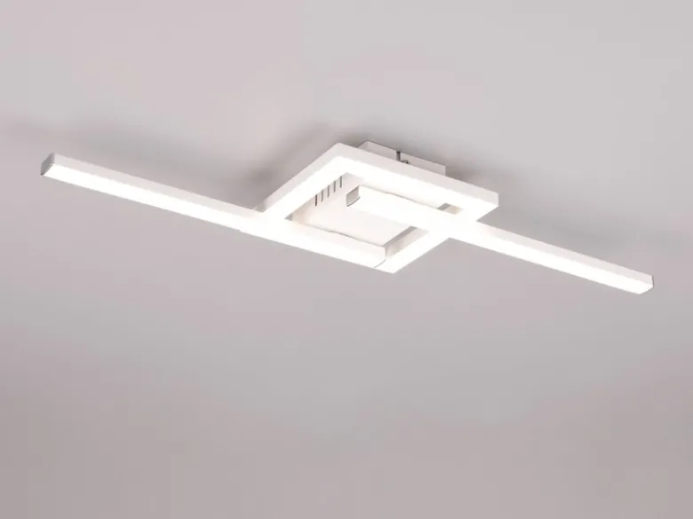 Flache LED Deckenleuchte VIALE Weiß rechteckig groß max. Breite 63cm