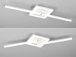 Flache LED Deckenleuchte VIALE Weiß rechteckig groß max. Breite 63cm