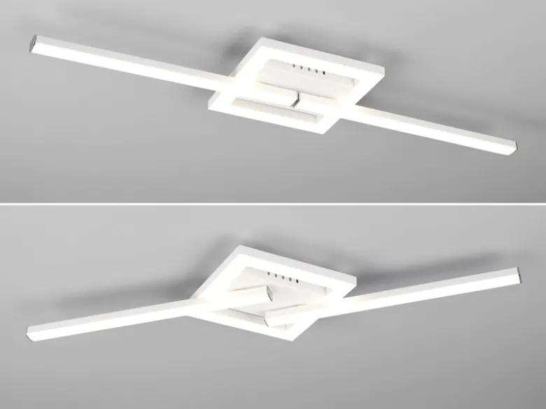 Flache LED Deckenleuchte VIALE Weiß rechteckig groß max. Breite 63cm