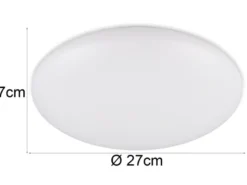 Flache LED Deckenleuchte VIORA in Weiß, IP44 Badezimmer geeignet, Ø 27cm