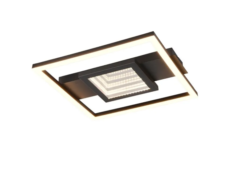 Flache LED Deckenleuchte WHEELER Metall Schwarz Wandleuchte, Breite 35cm