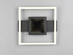 Flache LED Deckenleuchte WHEELER Metall Schwarz Wandleuchte, Breite 35cm
