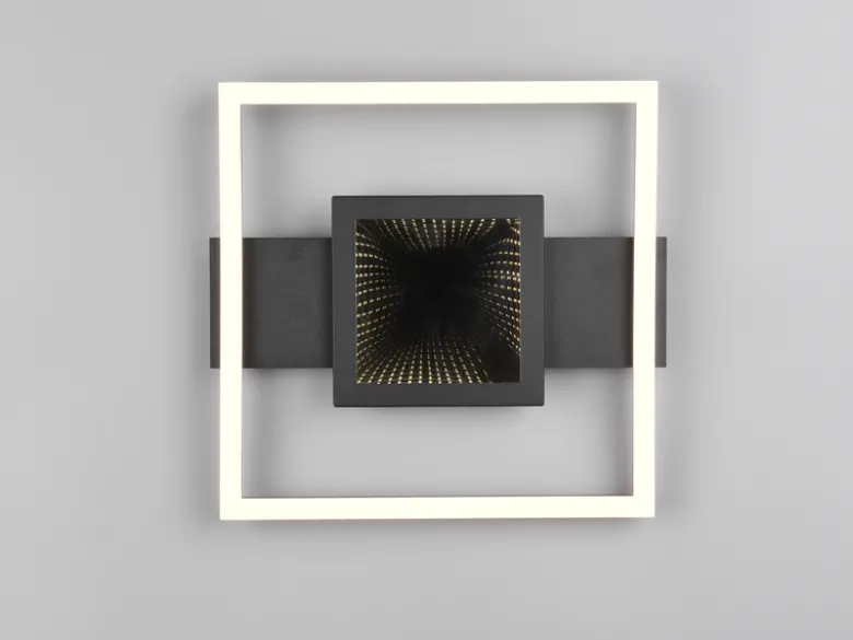 Flache LED Deckenleuchte WHEELER Metall Schwarz Wandleuchte, Breite 35cm