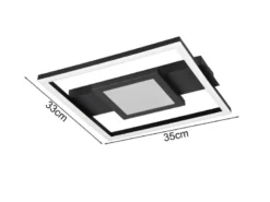Flache LED Deckenleuchte WHEELER Metall Schwarz Wandleuchte, Breite 35cm