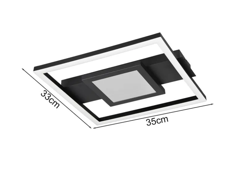 Flache LED Deckenleuchte WHEELER Metall Schwarz Wandleuchte, Breite 35cm