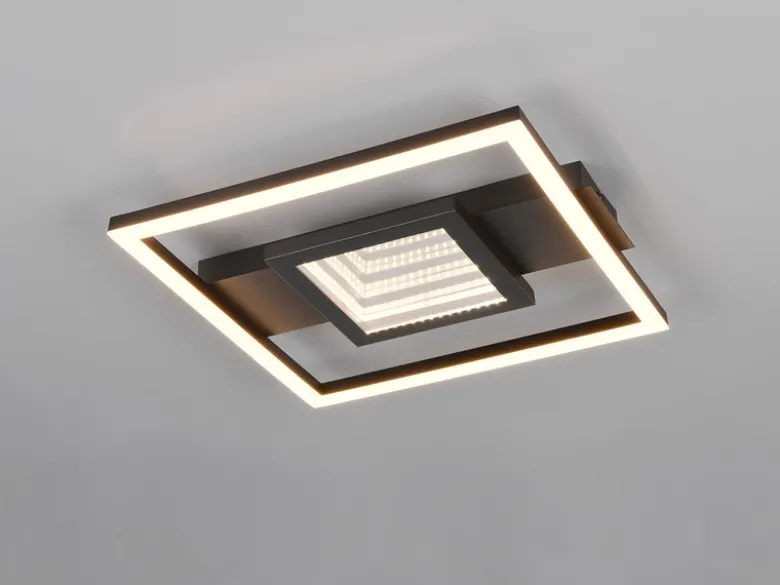 Flache LED Deckenleuchte WHEELER Metall Schwarz Wandleuchte, Breite 35cm