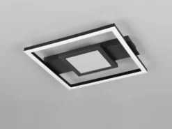 Flache LED Deckenleuchte WHEELER Metall Schwarz Wandleuchte, Breite 35cm