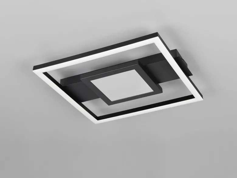 Flache LED Deckenleuchte WHEELER Metall Schwarz Wandleuchte, Breite 35cm