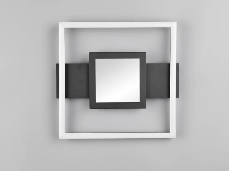 Flache LED Deckenleuchte WHEELER Metall Schwarz Wandleuchte, Breite 35cm