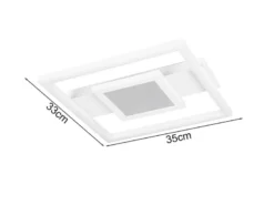 Flache LED Deckenleuchte WHEELER Metall Weiß Wandleuchte, Breite 35cm