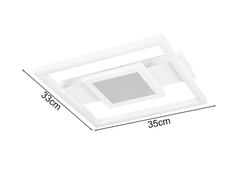 Flache LED Deckenleuchte WHEELER Metall Weiß Wandleuchte, Breite 35cm
