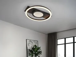 Flache LED Deckenleuchte WHEELER Metall Schwarz Wandleuchte, Ø 33cm