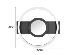 Flache LED Deckenleuchte WHEELER Metall Schwarz Wandleuchte, Ø 33cm
