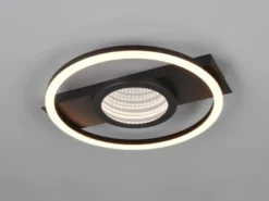 Flache LED Deckenleuchte WHEELER Metall Schwarz Wandleuchte, Ø 33cm