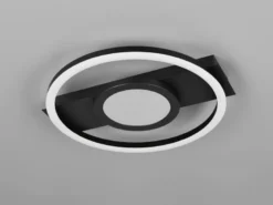 Flache LED Deckenleuchte WHEELER Metall Schwarz Wandleuchte, Ø 33cm