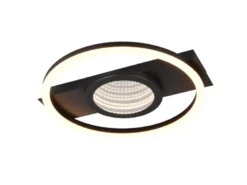 Flache LED Deckenleuchte WHEELER Metall Schwarz Wandleuchte, Ø 33cm
