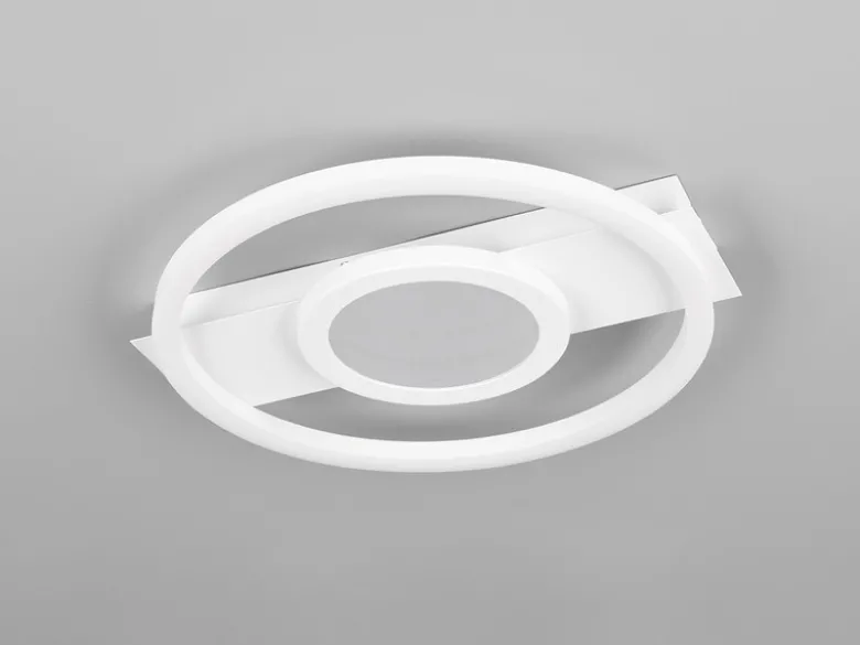 Flache LED Deckenleuchte WHEELER Metall Weiß, Wandleuchte, Ø 33cm