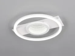 Flache LED Deckenleuchte WHEELER Metall Weiß, Wandleuchte, Ø 33cm