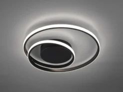 Flache LED Deckenleuchte ZIBAL Schwarz, stufenweise dimmbar, Ø 39cm