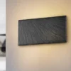 Flache LED Innen Wandleuchte RAVEN aus Naturschiefer, Breite 25cm