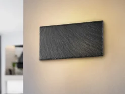 Flache LED Innen Wandleuchte RAVEN aus Naturschiefer, Breite 25cm