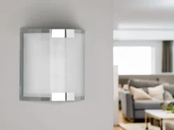 Flache LED Innen Wandleuchte mit Glas Lampenschirm Weiß, Höhe 20cm