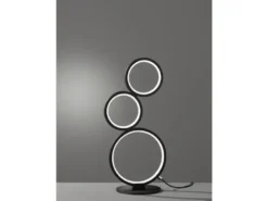Flache LED Ringleuchte RONDO Tischlampe aus Metall schwarz matt, Höhe 45cm