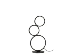 Flache LED Ringleuchte RONDO Tischlampe aus Metall schwarz matt, Höhe 45cm