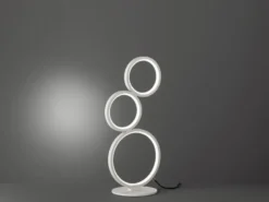 Flache LED RONDO Ringleuchte Tischlampe Metall weiß matt, Höhe 45cm