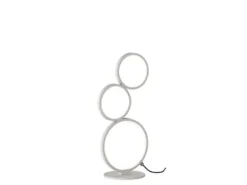 Flache LED RONDO Ringleuchte Tischlampe Metall weiß matt, Höhe 45cm