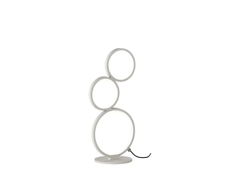 Flache LED RONDO Ringleuchte Tischlampe Metall weiß matt, Höhe 45cm