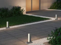 Flache LED Sockelleuchte MARIZA aus Aluminium in Anthrazit, Höhe 50cm