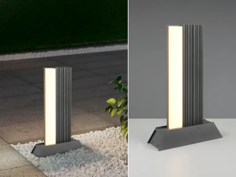 Flache LED Sockelleuchte MARIZA aus Aluminium in Anthrazit, Höhe 50cm