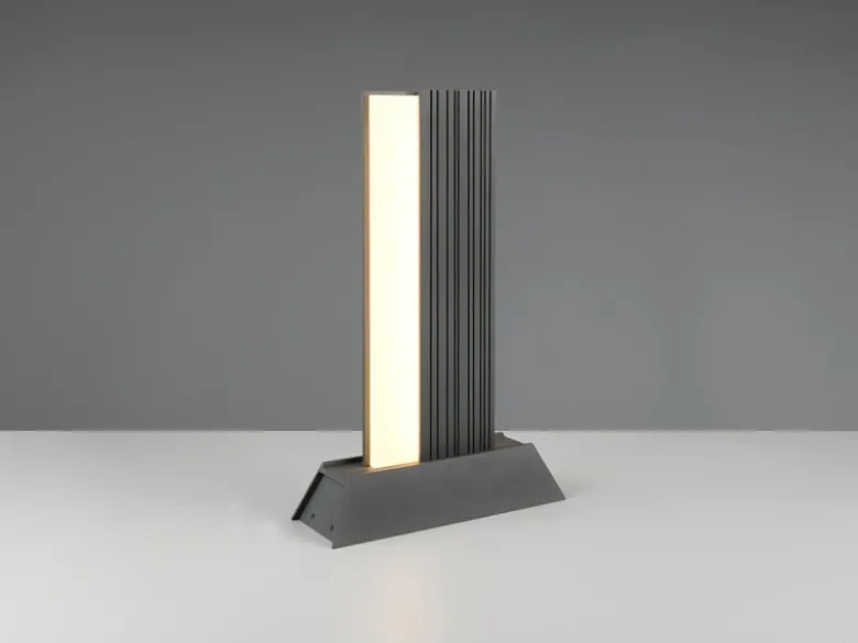 Flache LED Sockelleuchte MARIZA aus Aluminium in Anthrazit, Höhe 50cm