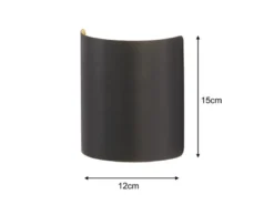 Flache LED Updown Wandleuchte HALV Schwarz / innen Gold, Höhe 15cm