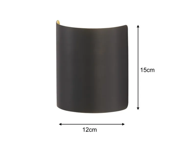 Flache LED Updown Wandleuchte HALV Schwarz / innen Gold, Höhe 15cm