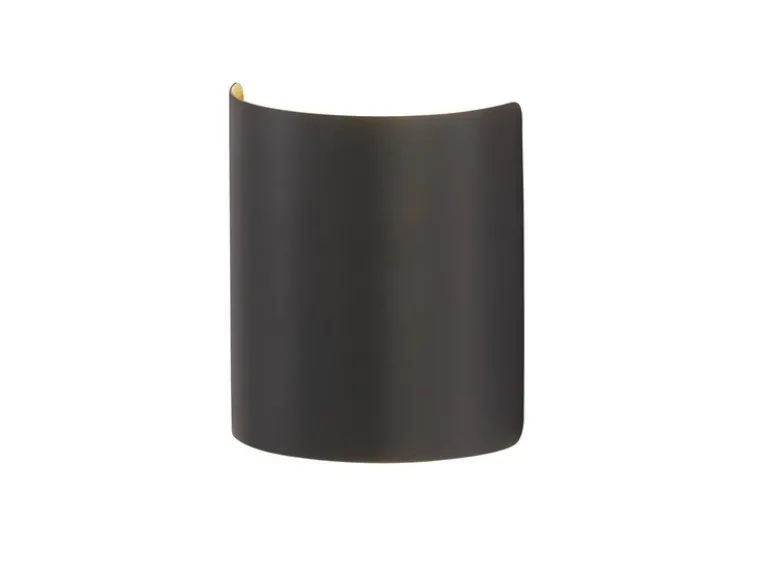 Flache LED Updown Wandleuchte HALV Schwarz / innen Gold, Höhe 15cm