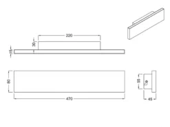 Flache LED Wandleuchte CONCHA Up and Down Anthrazit - 3 Stufen Dimmer, B: 47cm