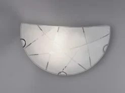 Flache LED Wandleuchte Glasschirm mit Streifendekor, Breite 30cm