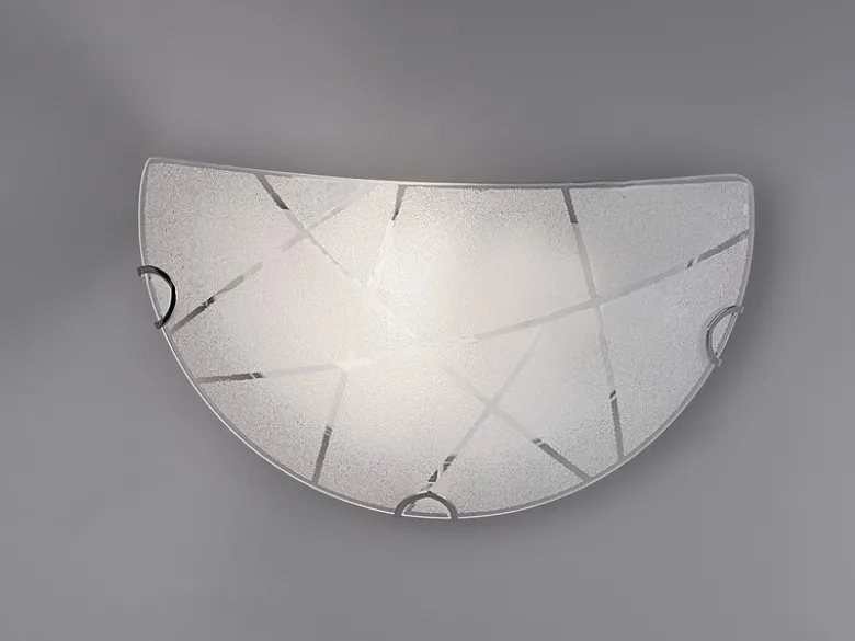 Flache LED Wandleuchte Glasschirm mit Streifendekor, Breite 30cm