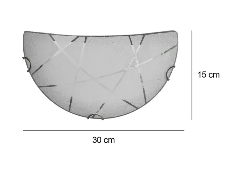 Flache LED Wandleuchte Glasschirm mit Streifendekor, Breite 30cm