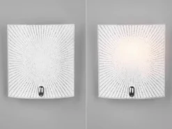 Flache LED Wandleuchte mit Glas Lampenschirm Weiß, Höhe 22cm