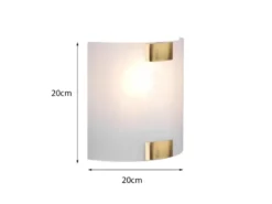 Flache LED Wandleuchte mit Glas Lampenschirm Weiß & Gold, Höhe 20cm