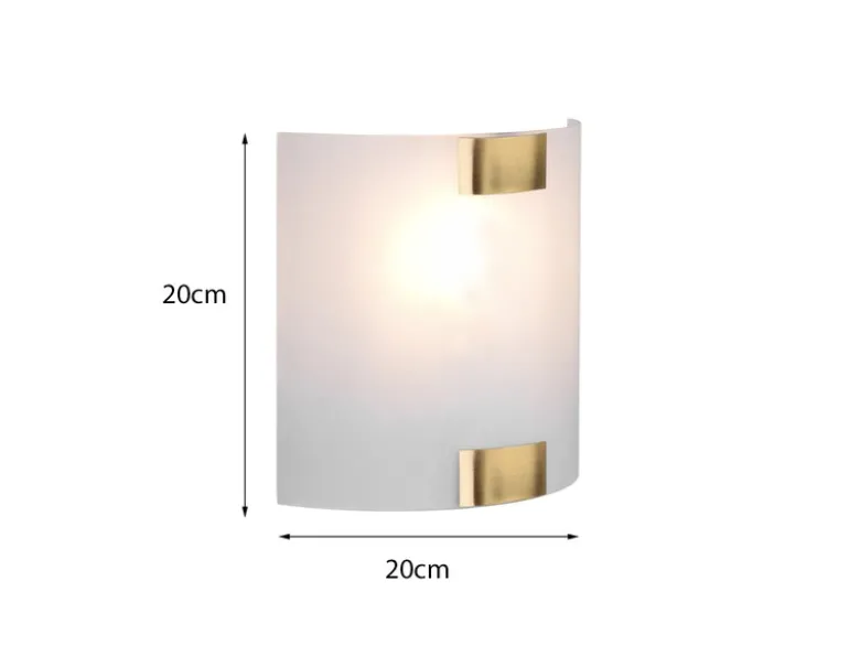 Flache LED Wandleuchte mit Glas Lampenschirm Weiß & Gold, Höhe 20cm