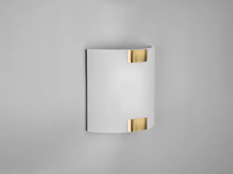 Flache LED Wandleuchte mit Glas Lampenschirm Weiß & Gold, Höhe 20cm