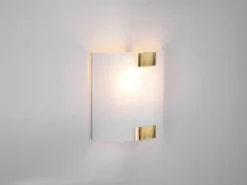 Flache LED Wandleuchte mit Glas Lampenschirm Weiß & Gold, Höhe 20cm