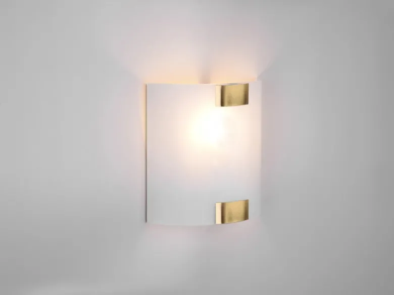 Flache LED Wandleuchte mit Glas Lampenschirm Weiß & Gold, Höhe 20cm