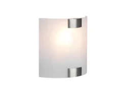 Flache LED Wandleuchte mit Glas Lampenschirm Weiß & Silber, Höhe 20cm